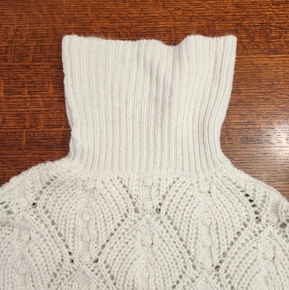 A New Day white Turtle Neck open knit sweater size small - Picture 8 of 16
